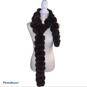Cejon Accessories Pom-Pom Fur Brown Scarf